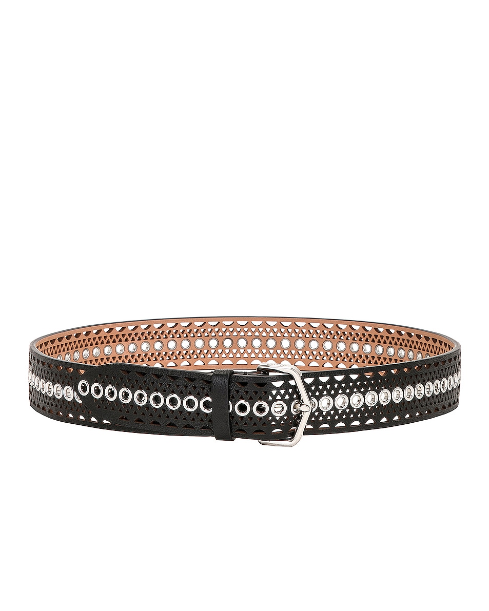 Image 1 of ALAÏA Vienne Leather Belt in Noir