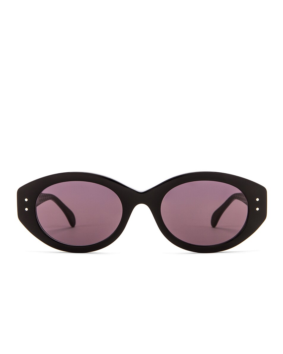 Image 1 of ALAÏA Rectangular Sunglasses in Shiny Black & Grey