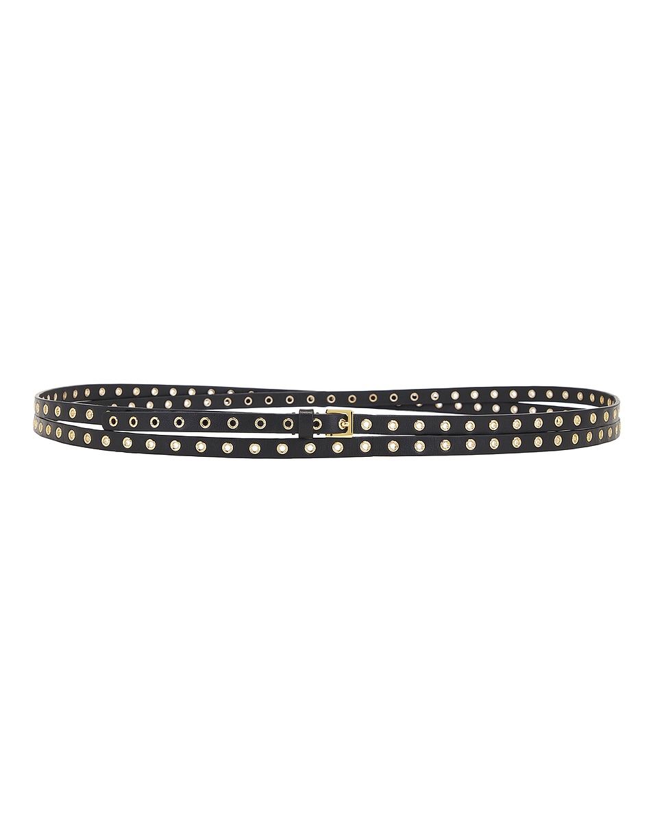 Image 1 of ALAÏA Skinny Double Belt in Noir