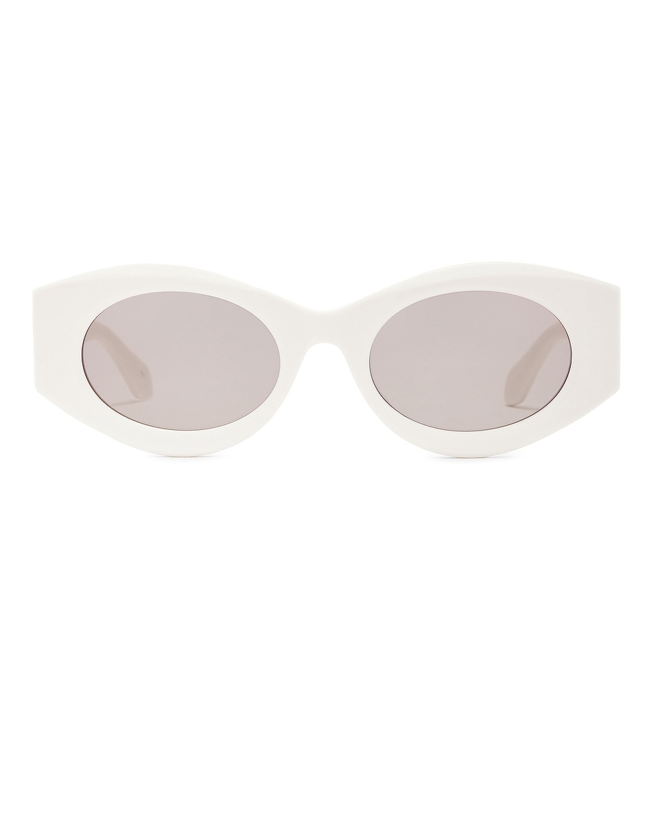 Image 1 of ALAÏA Oval Sunglasses in White & Grey