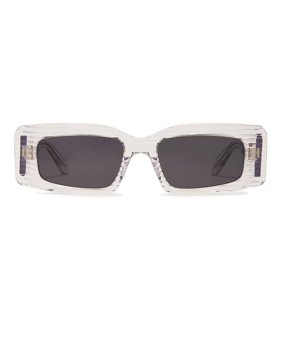 Image 1 of ALAÏA Rectangular Sunglasses in Crystal & Grey