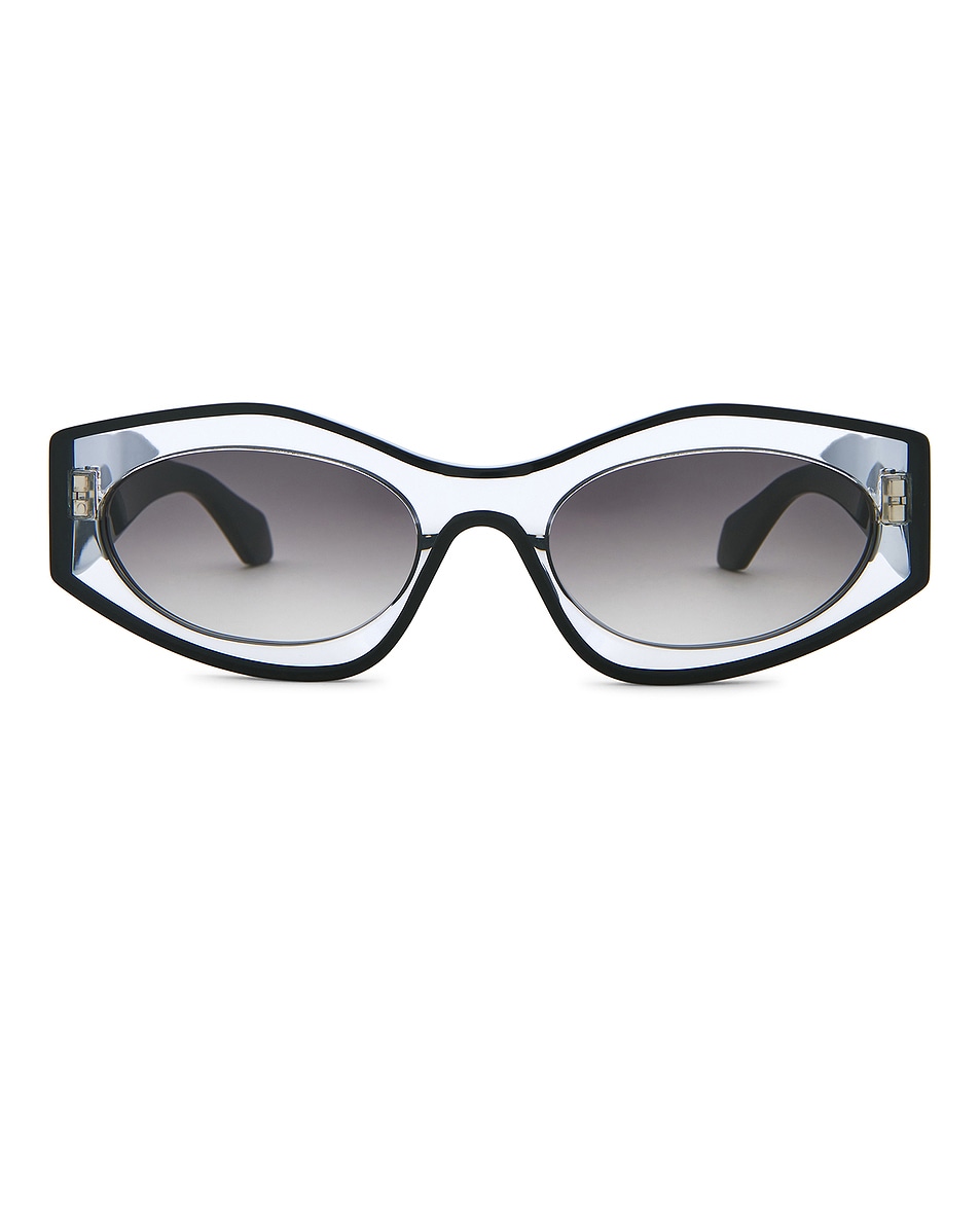 Image 1 of ALAÏA Oval Sunglasses in Crystal, Black, & Grey