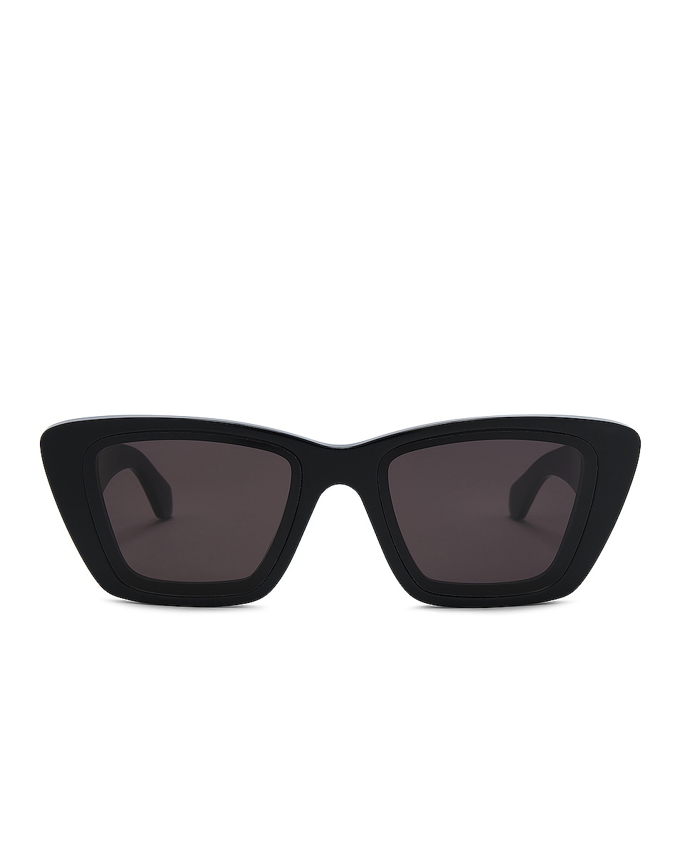 Image 1 of ALAÏA Lettering Logo Rectangular Sunglasses in Black & Grey