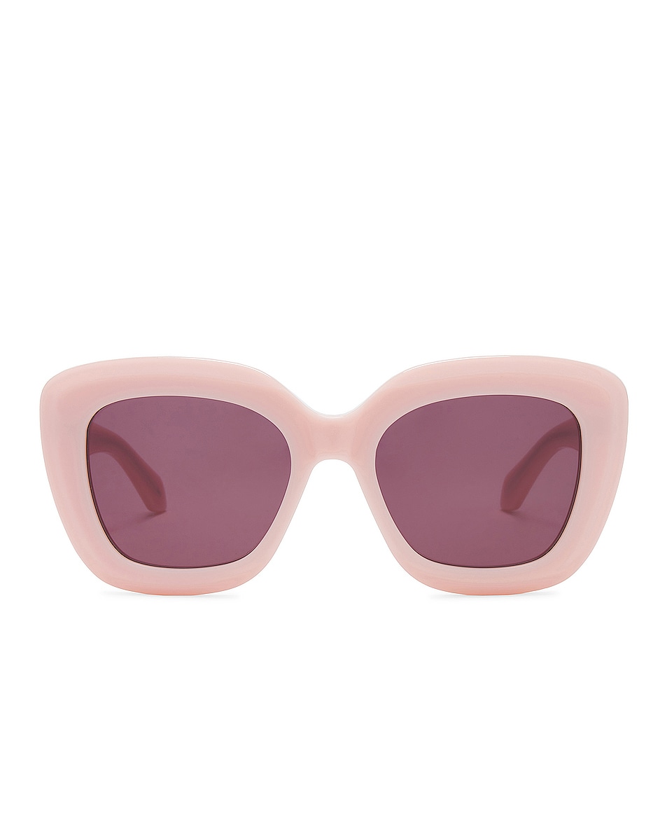 Image 1 of ALAÏA Lettering Logo Square Sunglasses in Pink & Violet