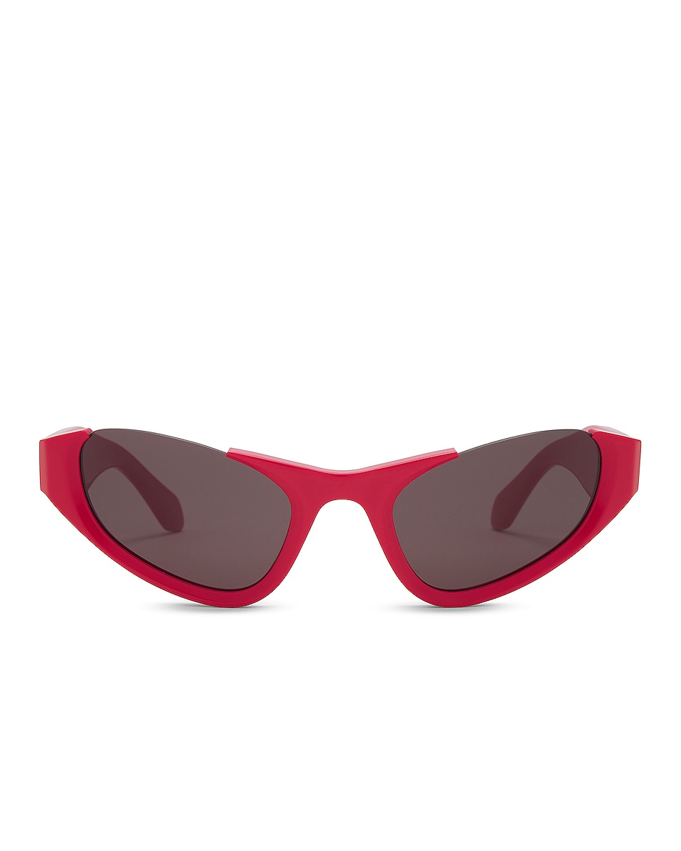 Image 1 of ALAÏA Lettering Logo Cat Eye Sunglasses in Red & Grey