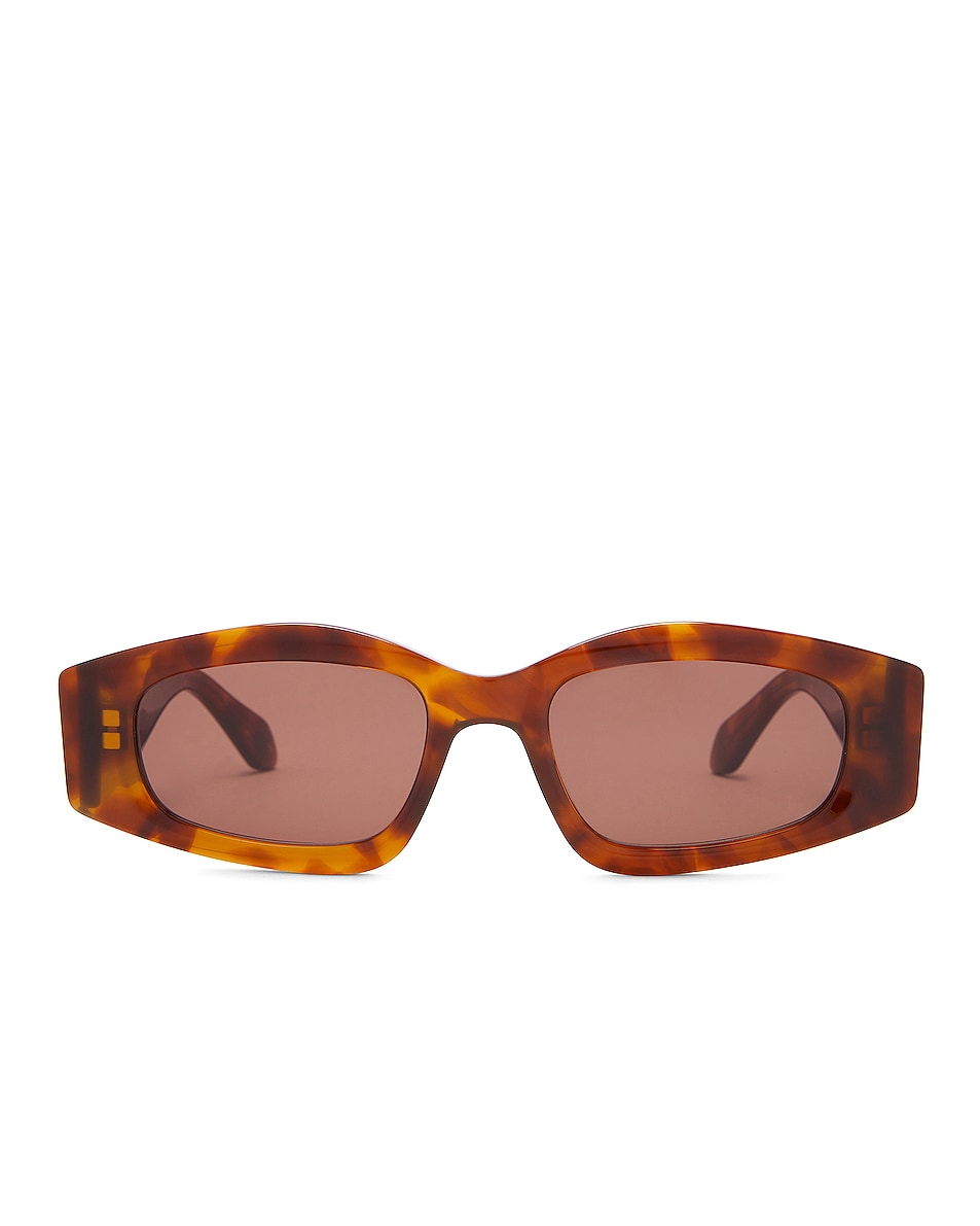 Image 1 of ALAÏA Narrow Rectangular Sunglasses in Havana & Brown