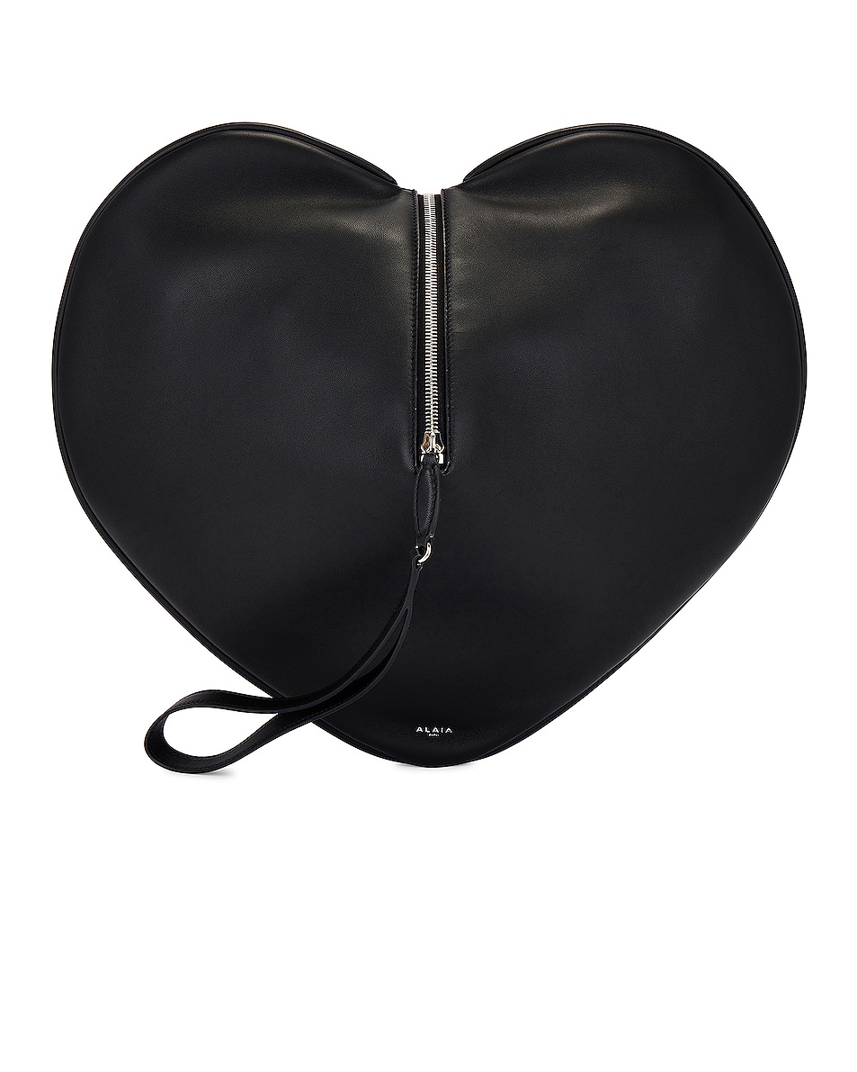 Image 1 of ALAÏA Le Coeur Soft Heart Clutch in Noir