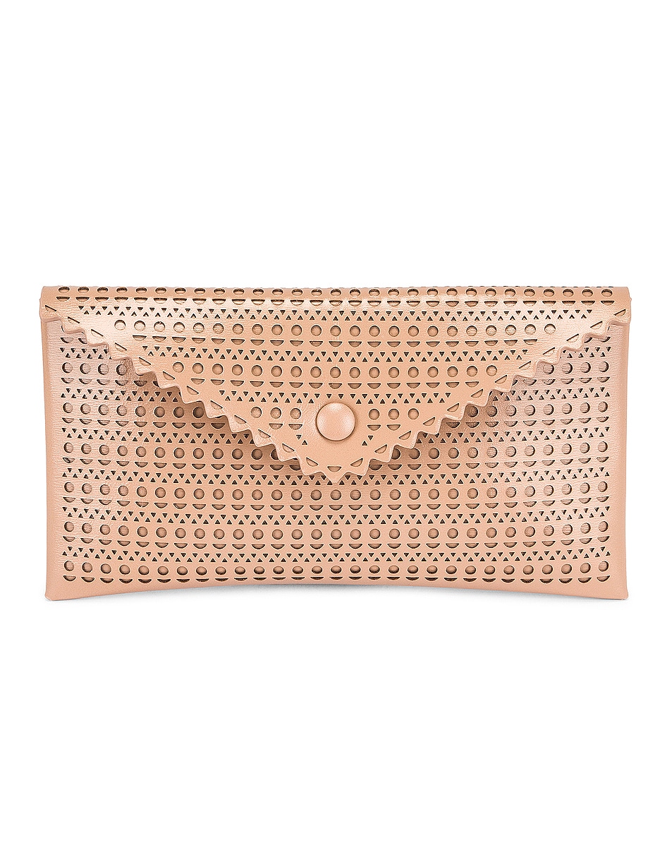 Image 1 of ALAÏA Louise 24 Leather Perforated Clutch in Sable