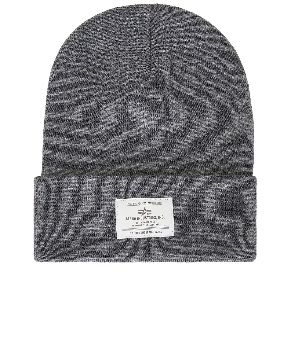 Image 1 of ALPHA INDUSTRIES Essential Beanie in Medium Charcoal Heather