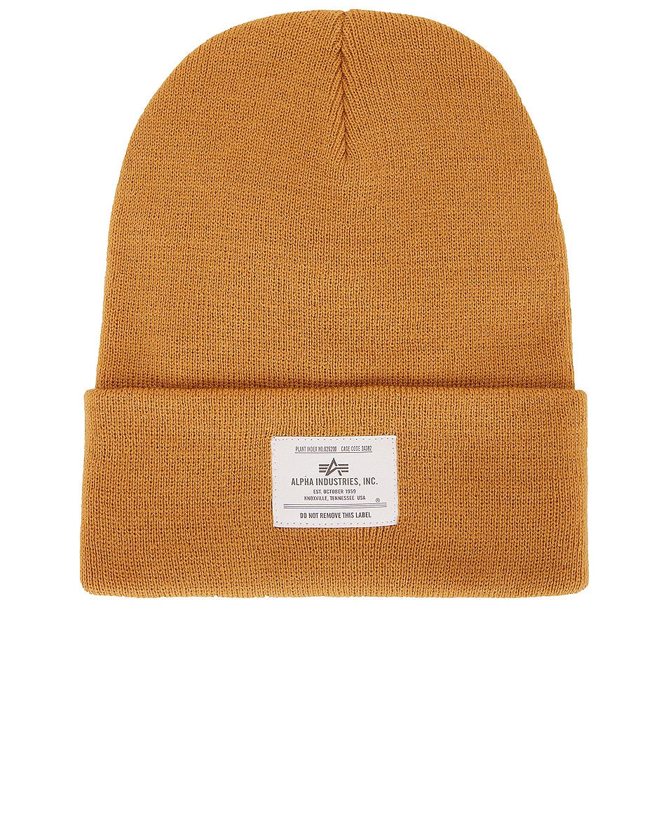 Image 1 of ALPHA INDUSTRIES Essential Beanie in Bronzed Brown
