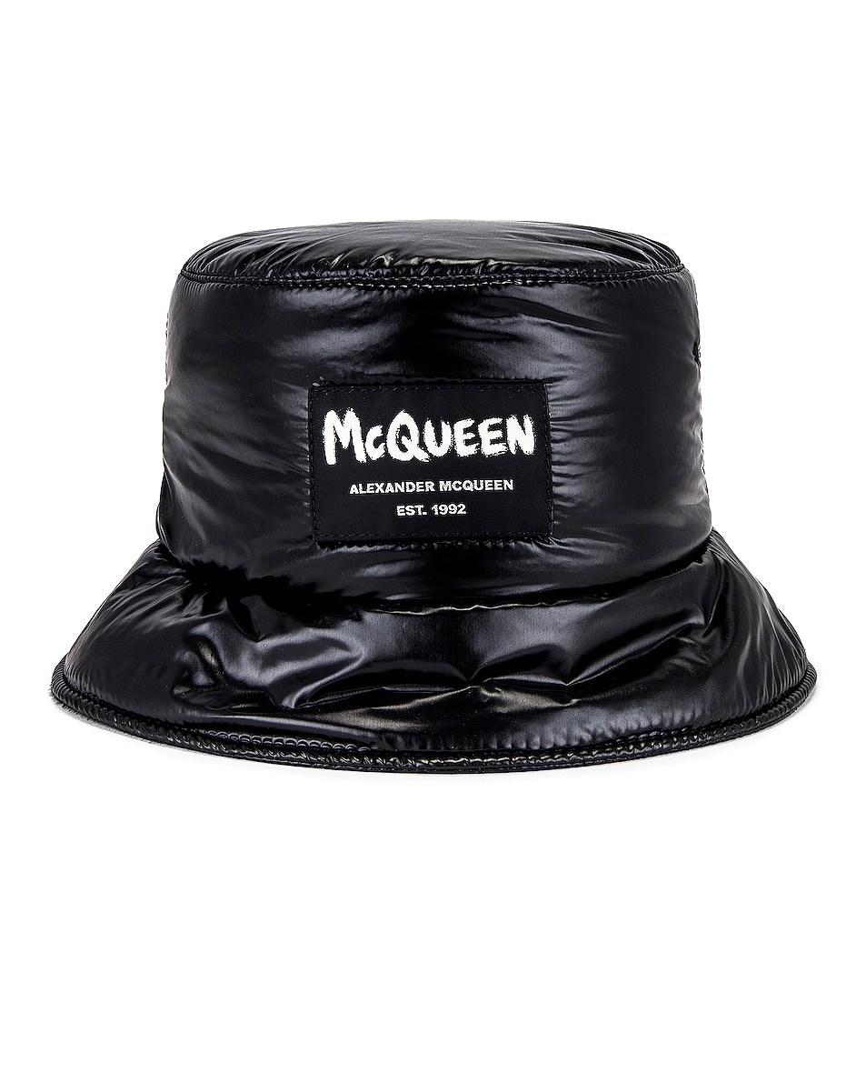 Image 1 of Alexander McQueen Puffer Bucket Hat in Black