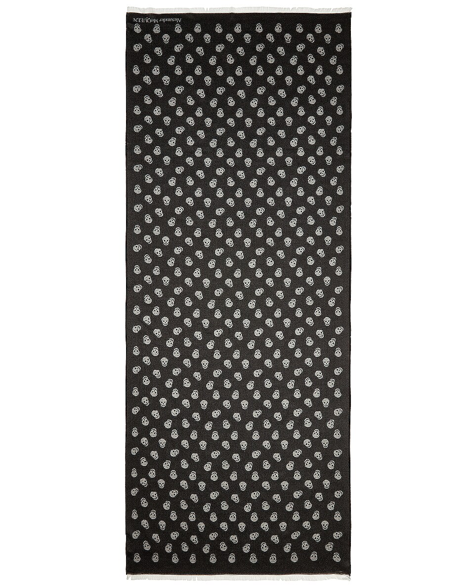 Image 1 of Alexander McQueen All Over Skull Scarf in Black & Ivory