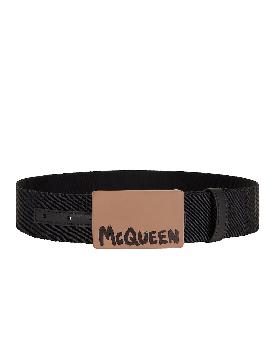 Image 1 of Alexander McQueen Graffiti Belt in Beige & Black