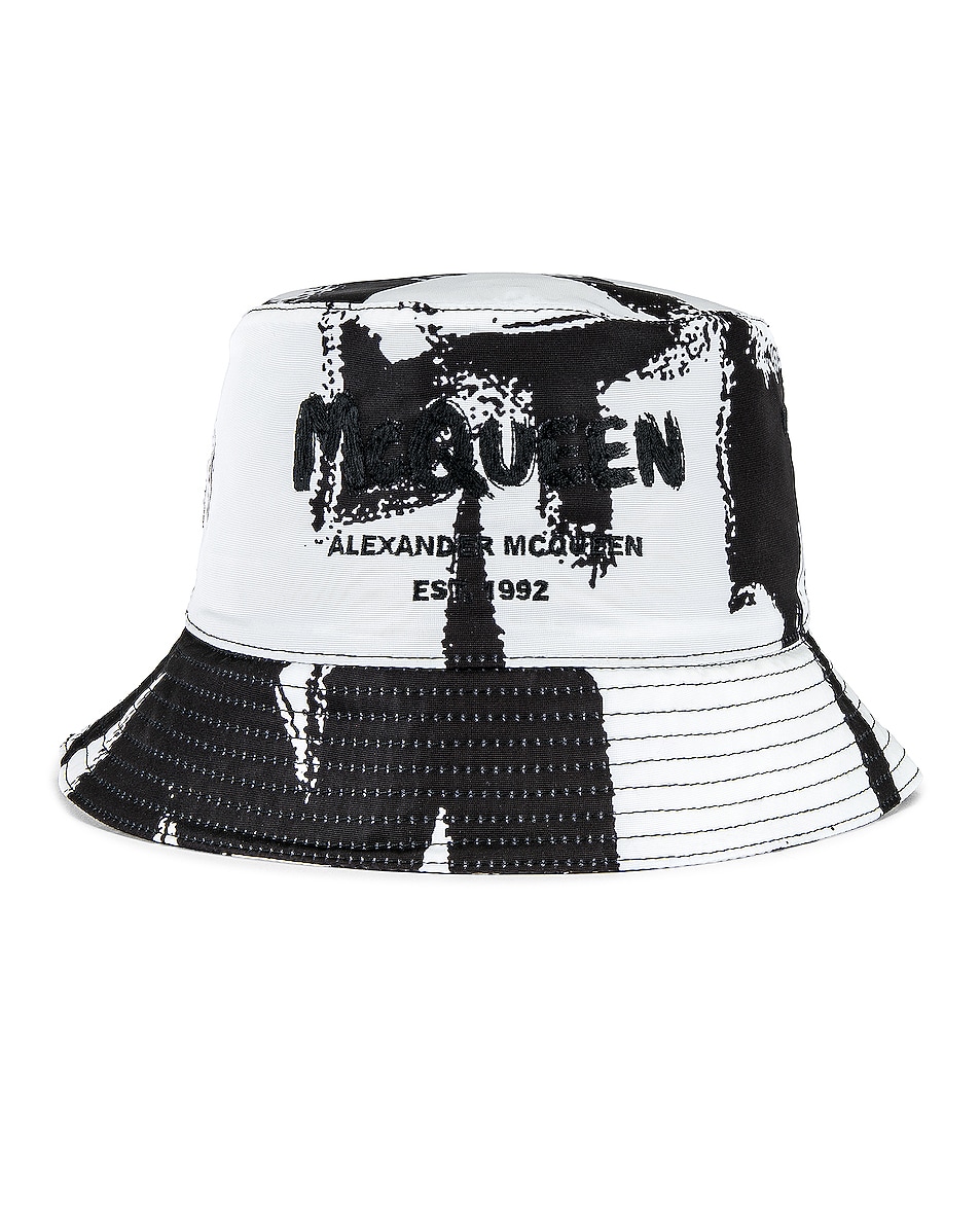 Image 1 of Alexander McQueen Graffiti All Over Hat in Black/Ivory