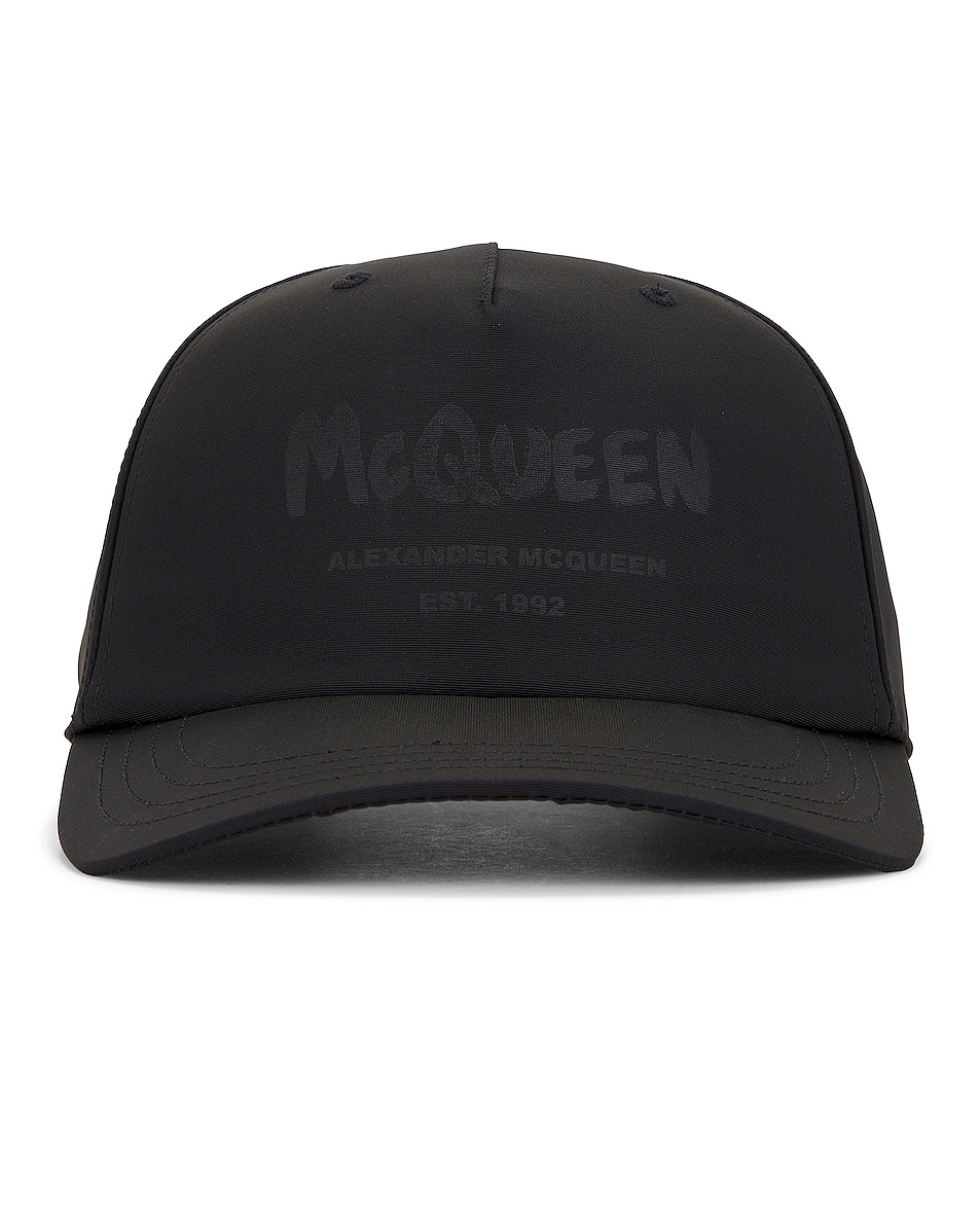 Image 1 of Alexander McQueen Tonal Graffiti Hat in Black