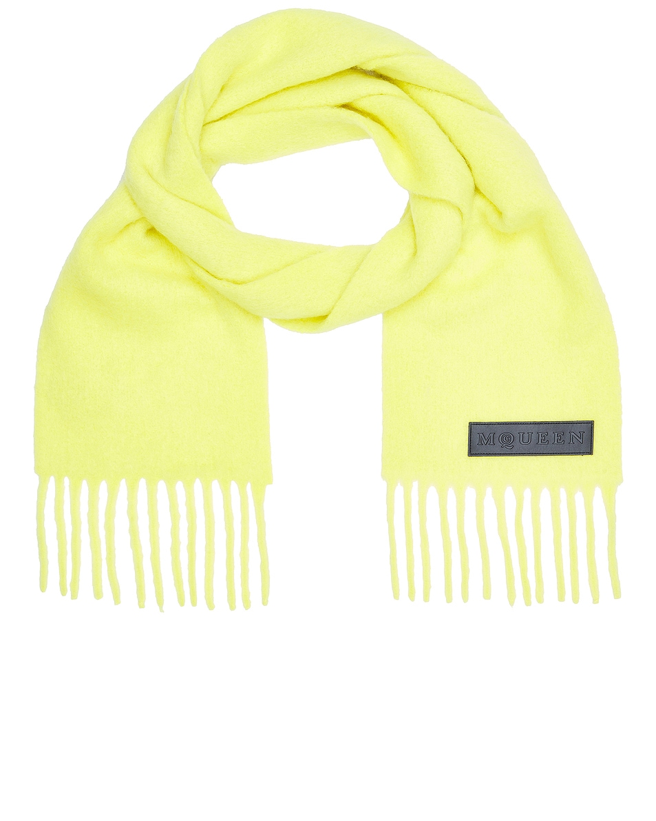 Image 1 of Alexander McQueen Solid Mohair Scarf in Acid Yellow