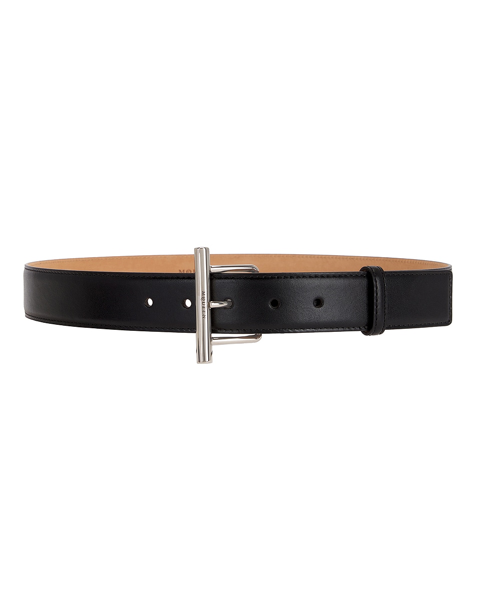 Image 1 of Alexander McQueen Sling Belt in Black & Silver