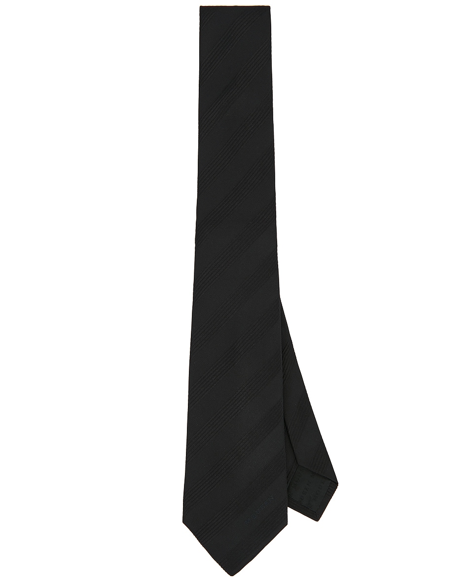 Image 1 of McQueen Tonal Stripe Tie in Black
