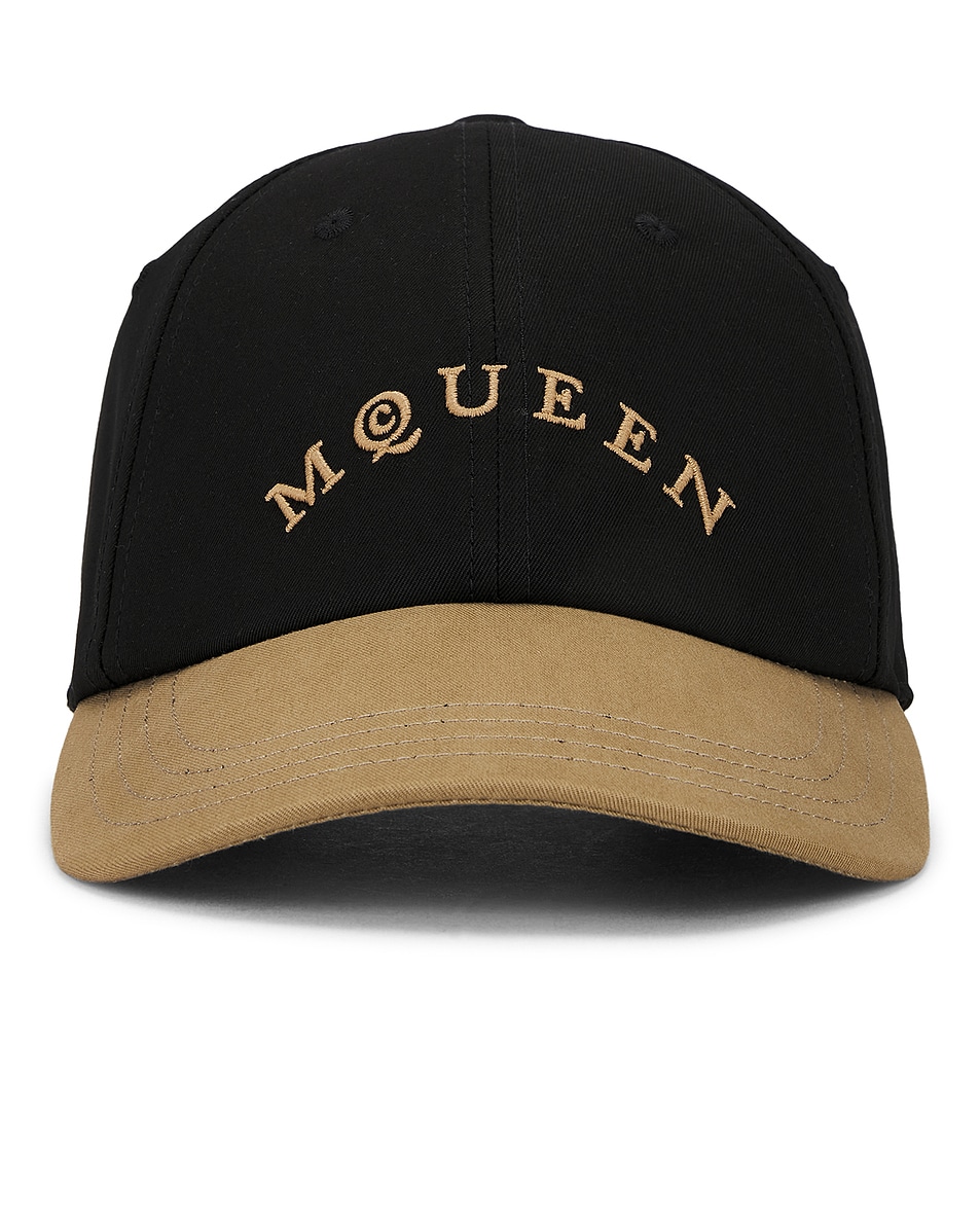 Image 1 of McQueen Curved Hat in Black & Camel