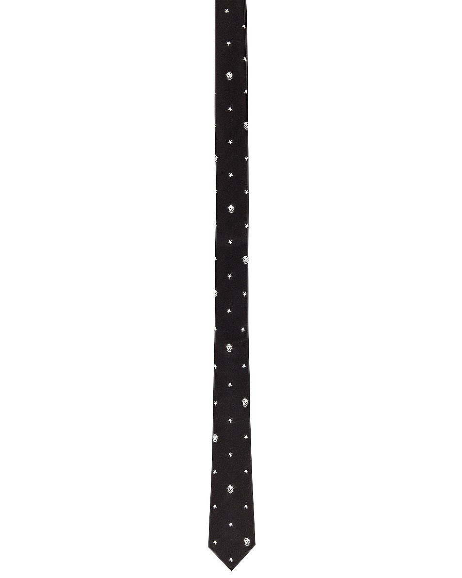 Image 1 of Alexander McQueen Stars & Skull Tie in Black & Ivory