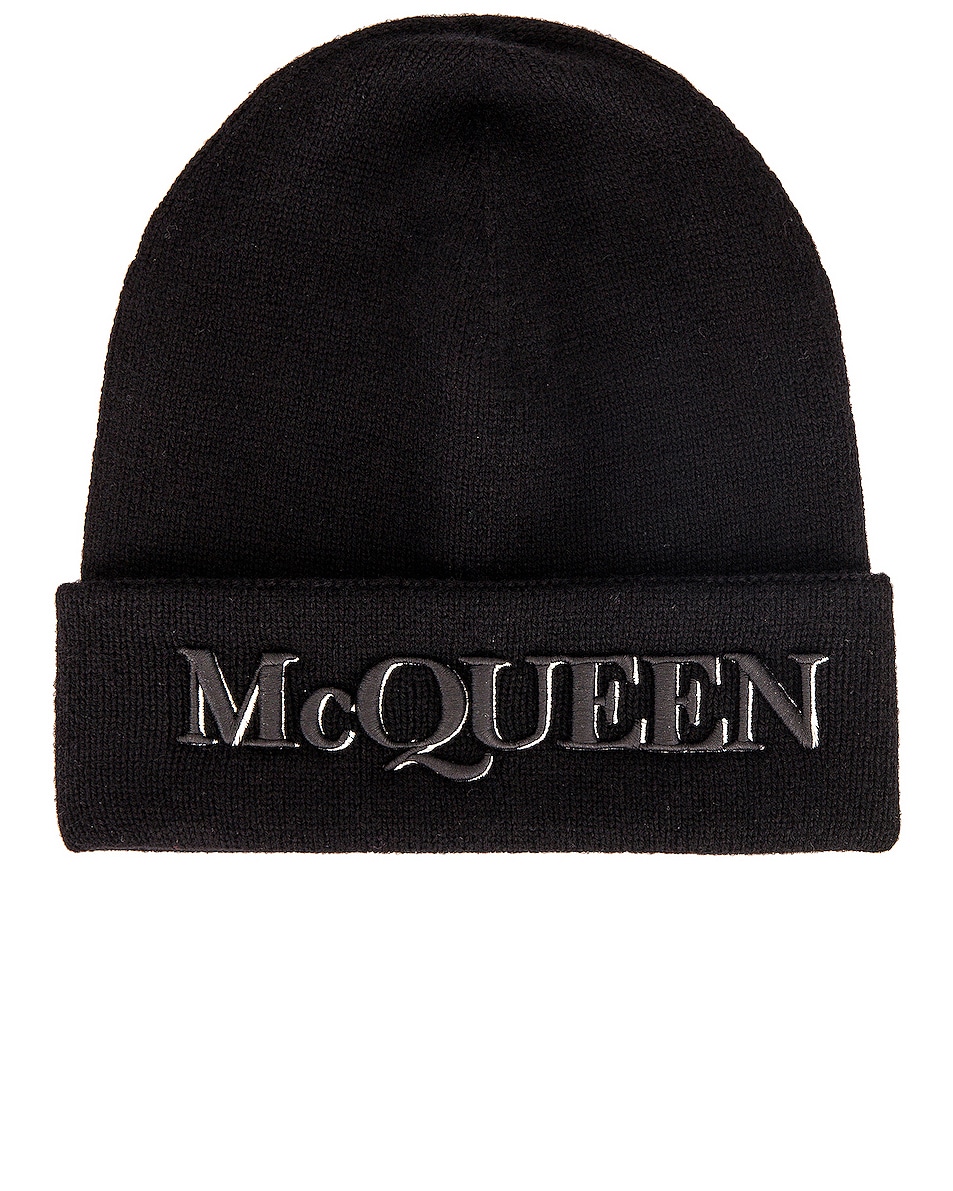 Image 1 of Alexander McQueen Hat in Black & Ivory