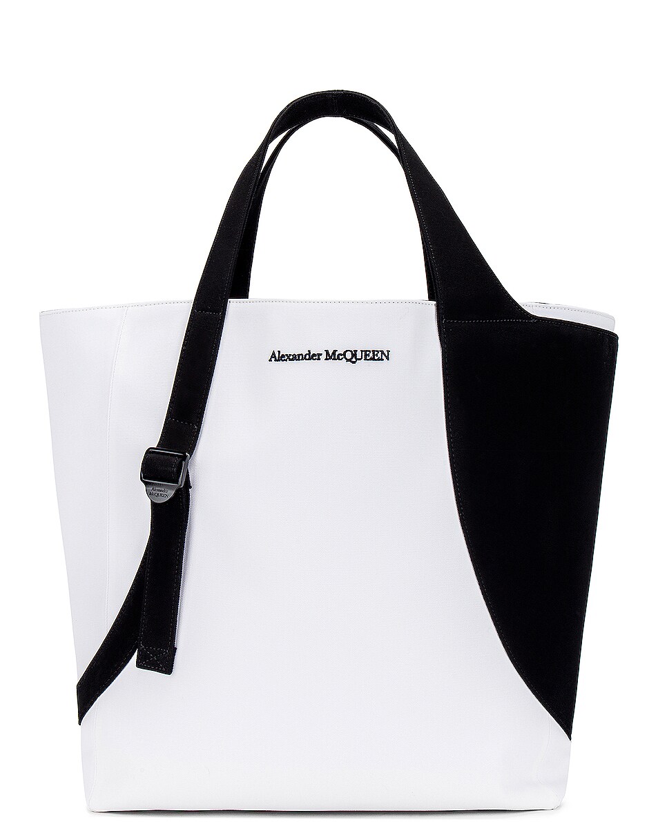 Image 1 of Alexander McQueen Harness Tote in Off White & Black