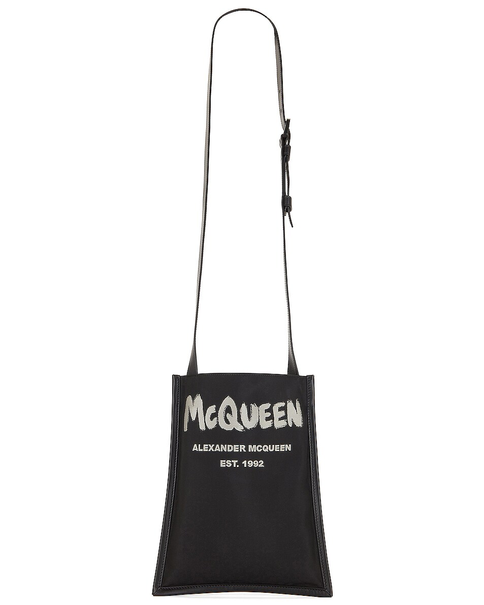Image 1 of Alexander McQueen Flat Phone Bag in Black & Off White