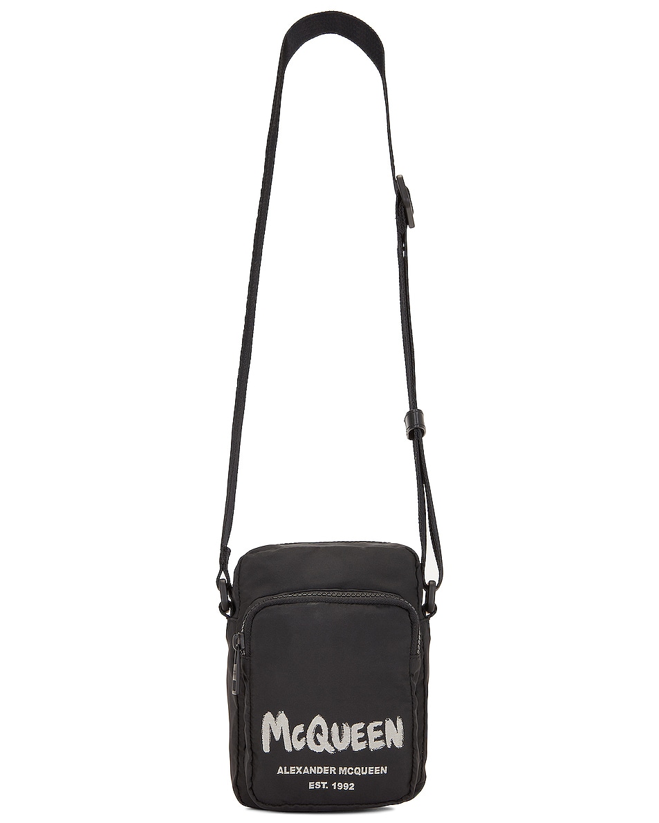 Image 1 of Alexander McQueen Mini Messenger Bag in Black & Off White