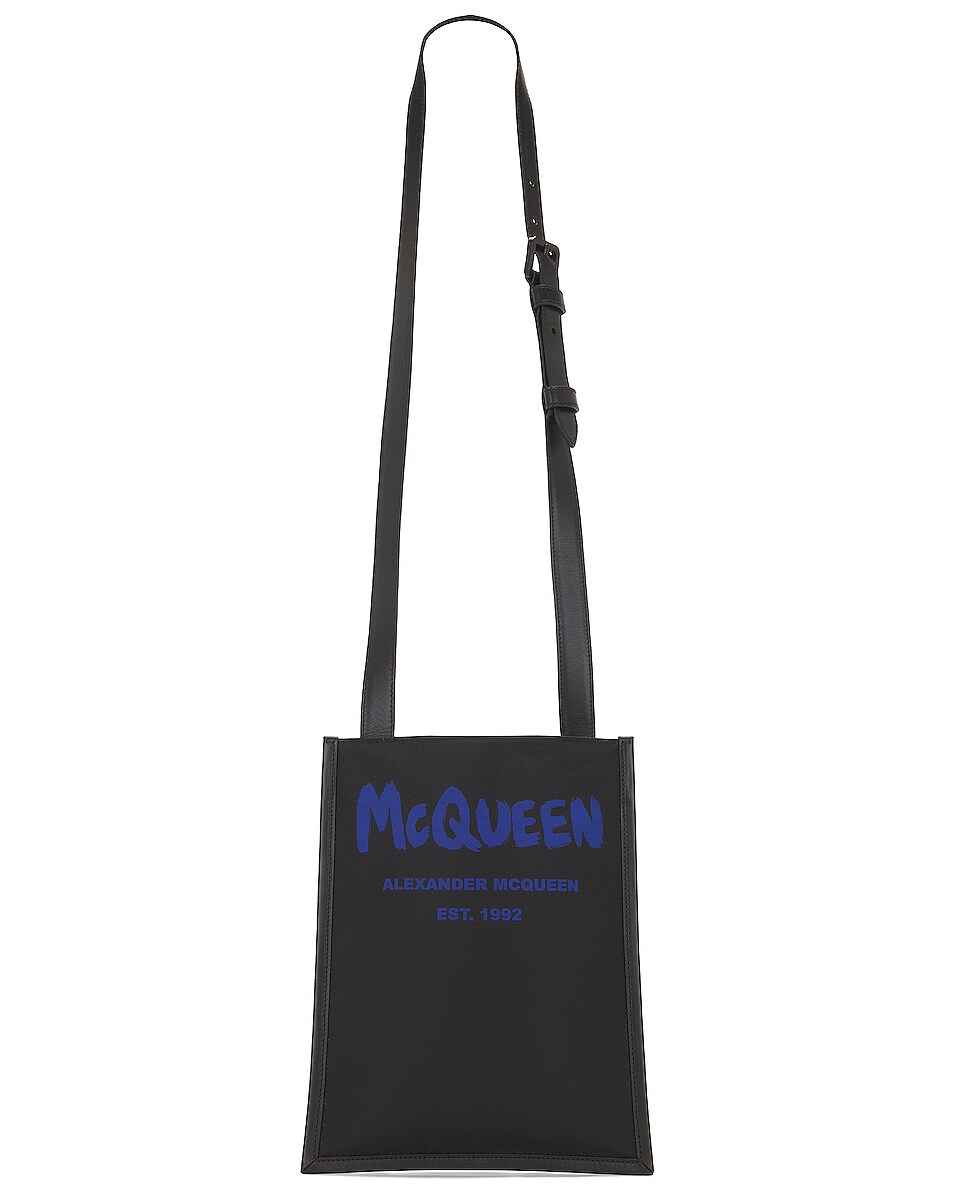 Image 1 of Alexander McQueen Flat Bag in Black & Ultramarine
