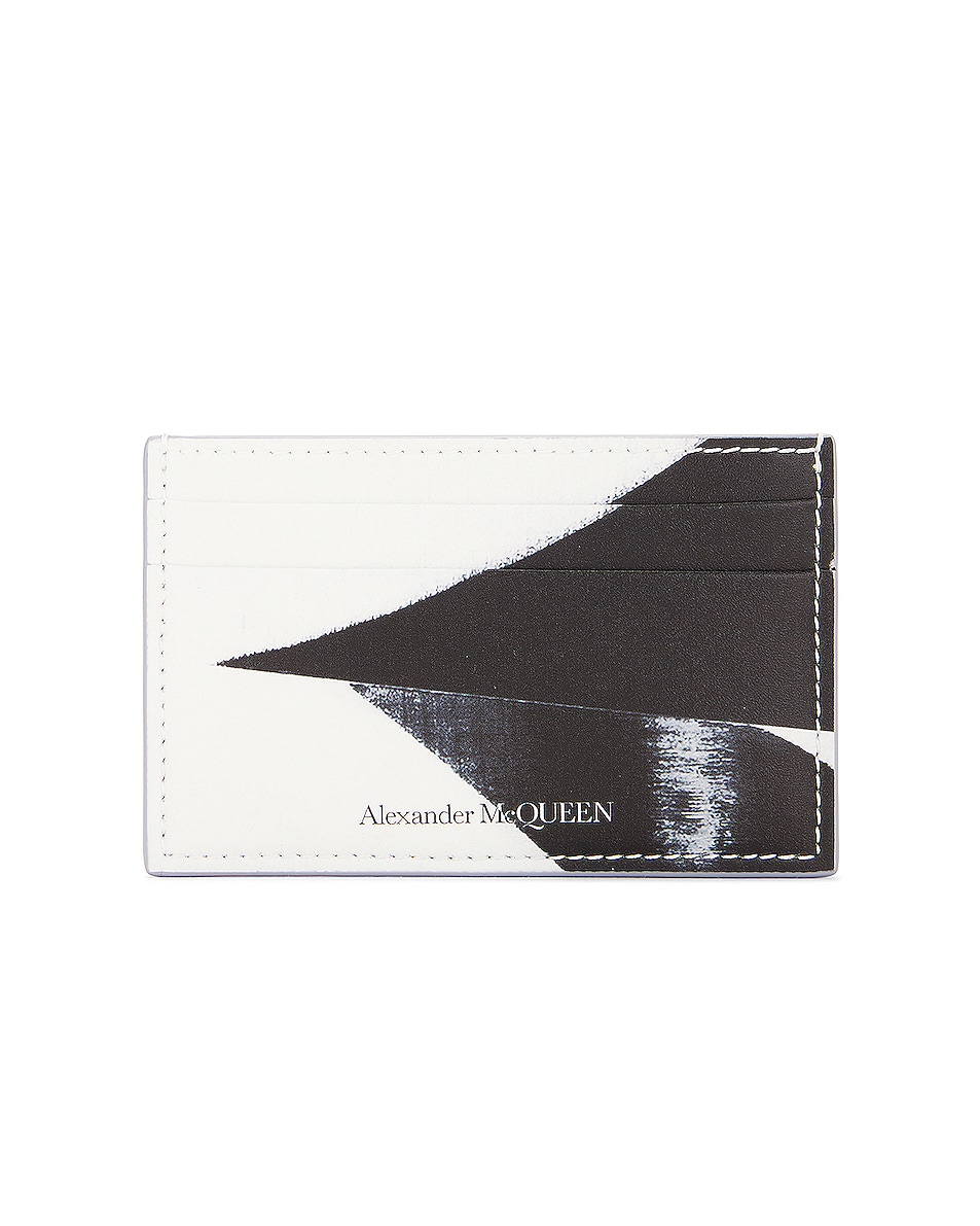Image 1 of Alexander McQueen Card Holder Double Diamond in Black & Ivory