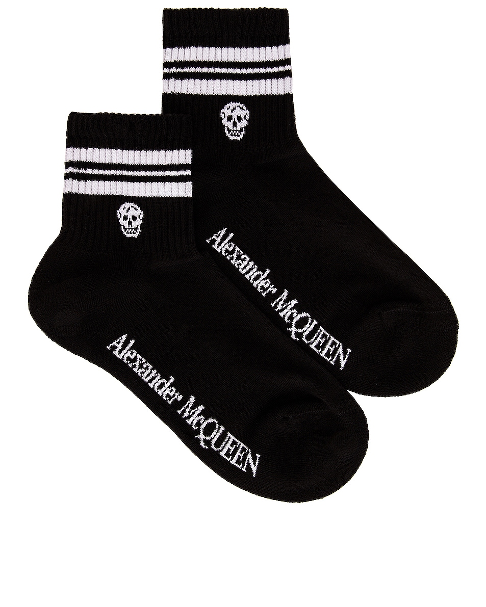 Image 1 of Alexander McQueen Skull Stripe Socks in Black & White