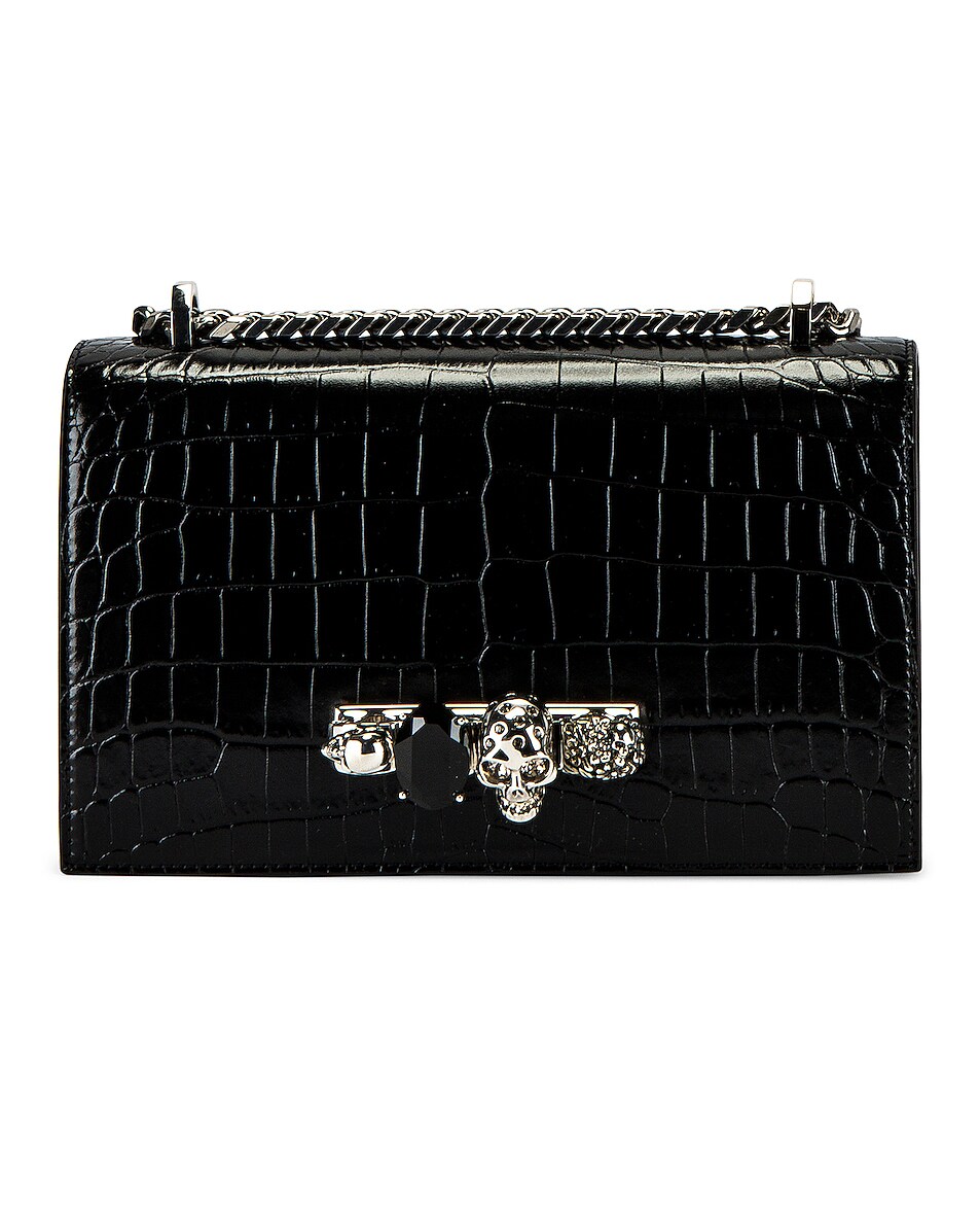 Image 1 of Alexander McQueen Jeweled Satchel Bag in Black