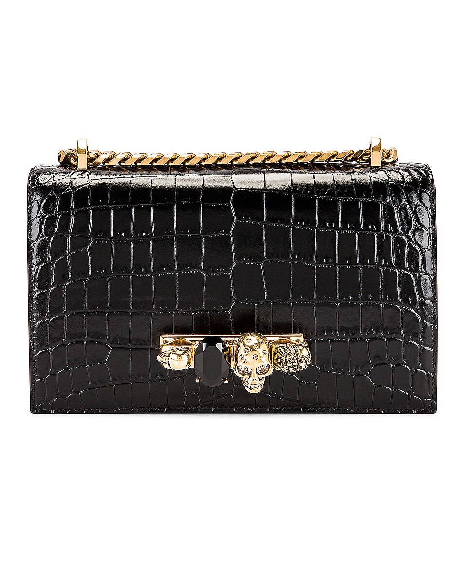 Image 1 of Alexander McQueen Jeweled Satchel Bag in Black