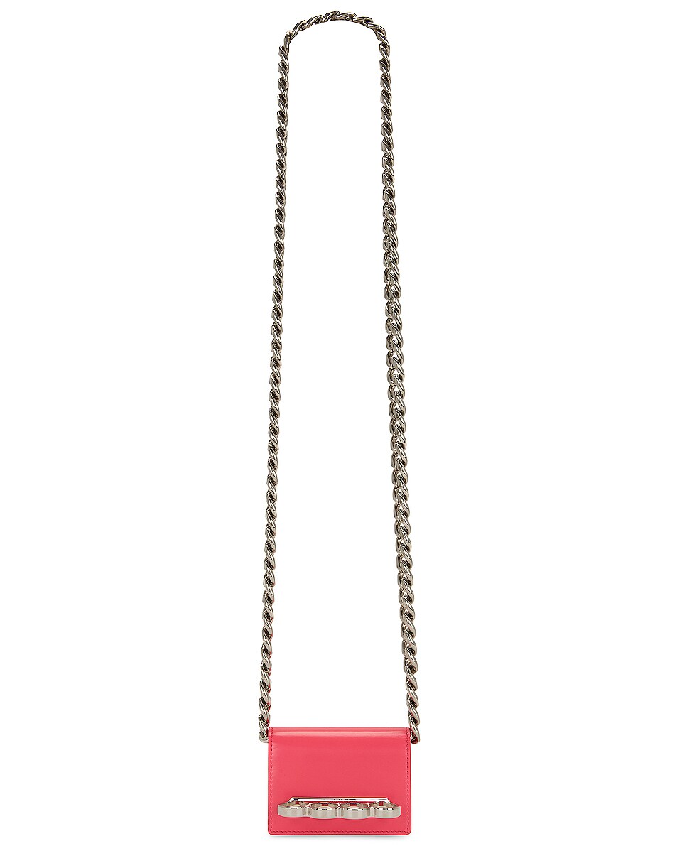 Image 1 of Alexander McQueen Four Ring Micro Bag in Neon Pink