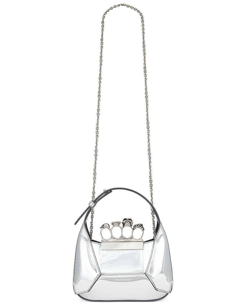 Image 1 of Alexander McQueen Jeweled Hobo Mini Bag in Silver