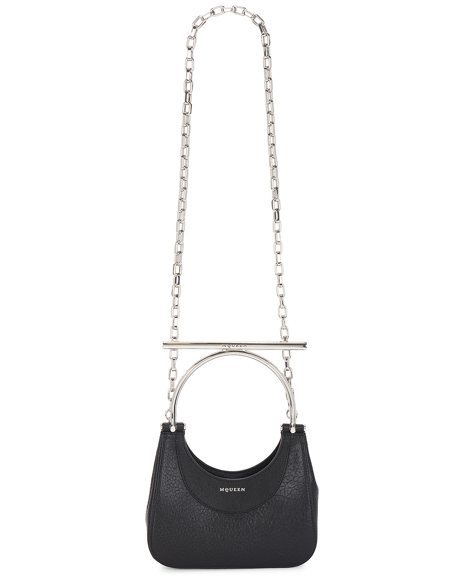 Image 1 of Alexander McQueen Mini Cross Bar Top Handle in Black