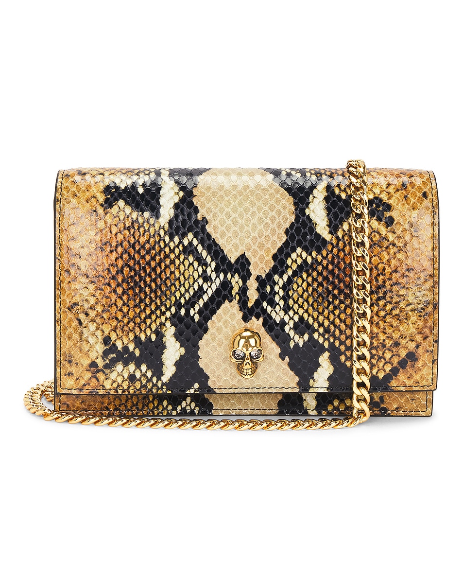Image 1 of McQueen Small Skull Bag in Brown & Gold