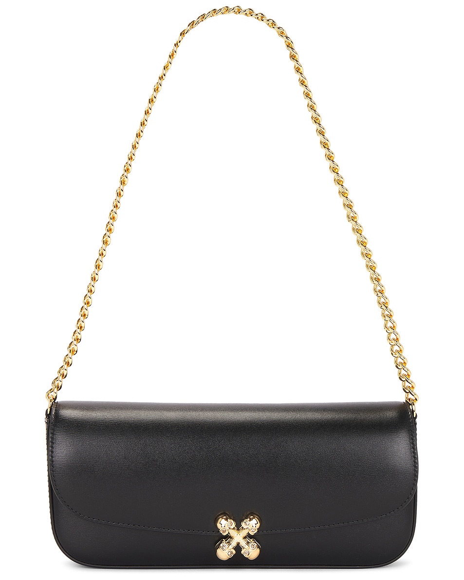 Image 1 of McQueen Skull Flower Shoulder Bag in Black & Gold