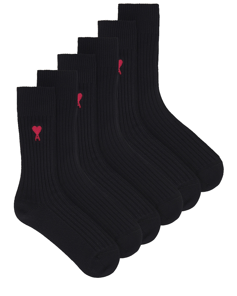 Image 1 of ami Three Pack ADC Socks in Black