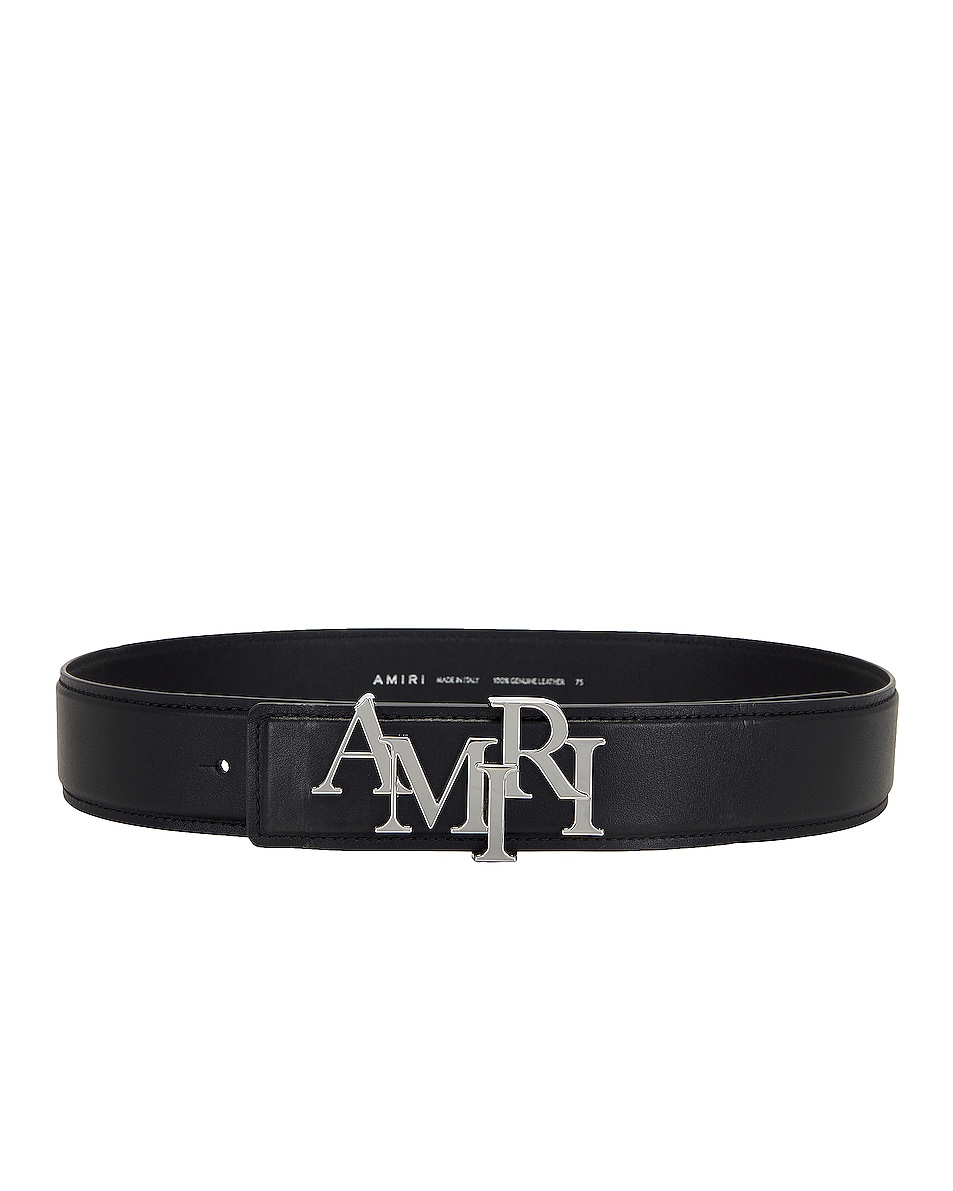 Image 1 of Amiri 4cm Staggered Belt in Black & Nickel