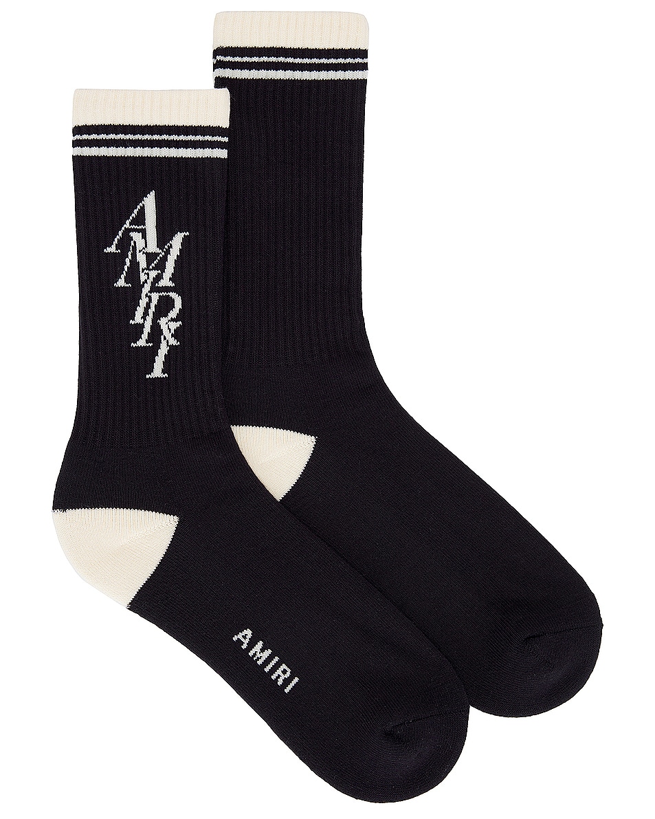Image 1 of Amiri MA Stripe Sock in Black