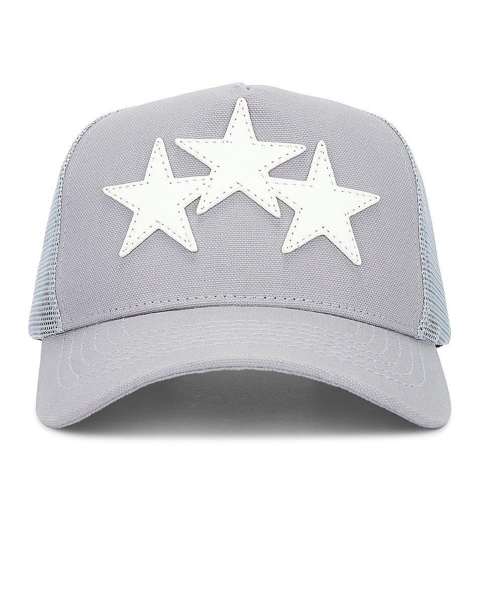 Image 1 of Amiri Three Star Trucker Hat in Grey