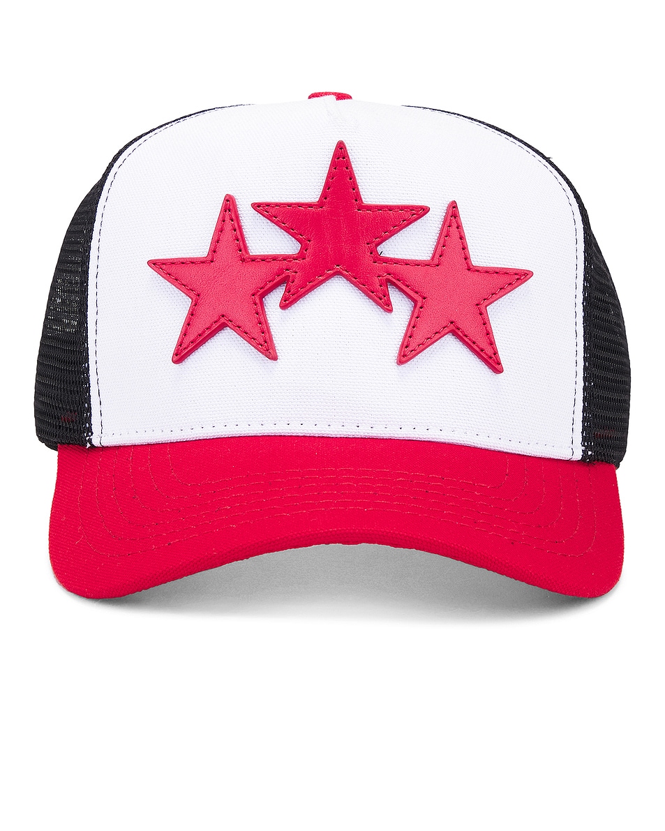 Image 1 of Amiri 3 Star Trucker Hat in Red