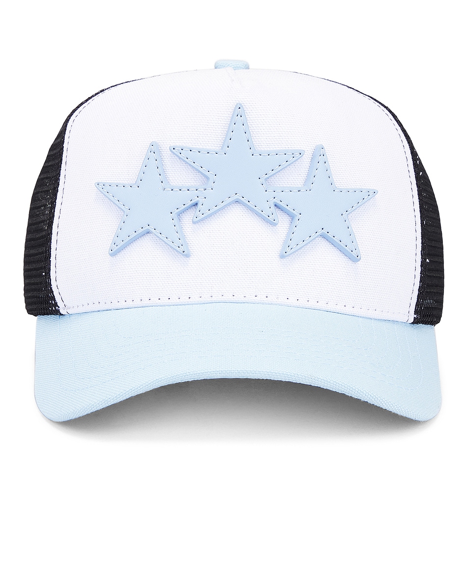 Image 1 of Amiri 3 Star Trucker Hat in Cerulean