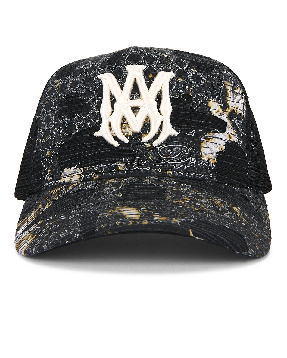Image 1 of Amiri Bandana Repair Trucker Hat in Black