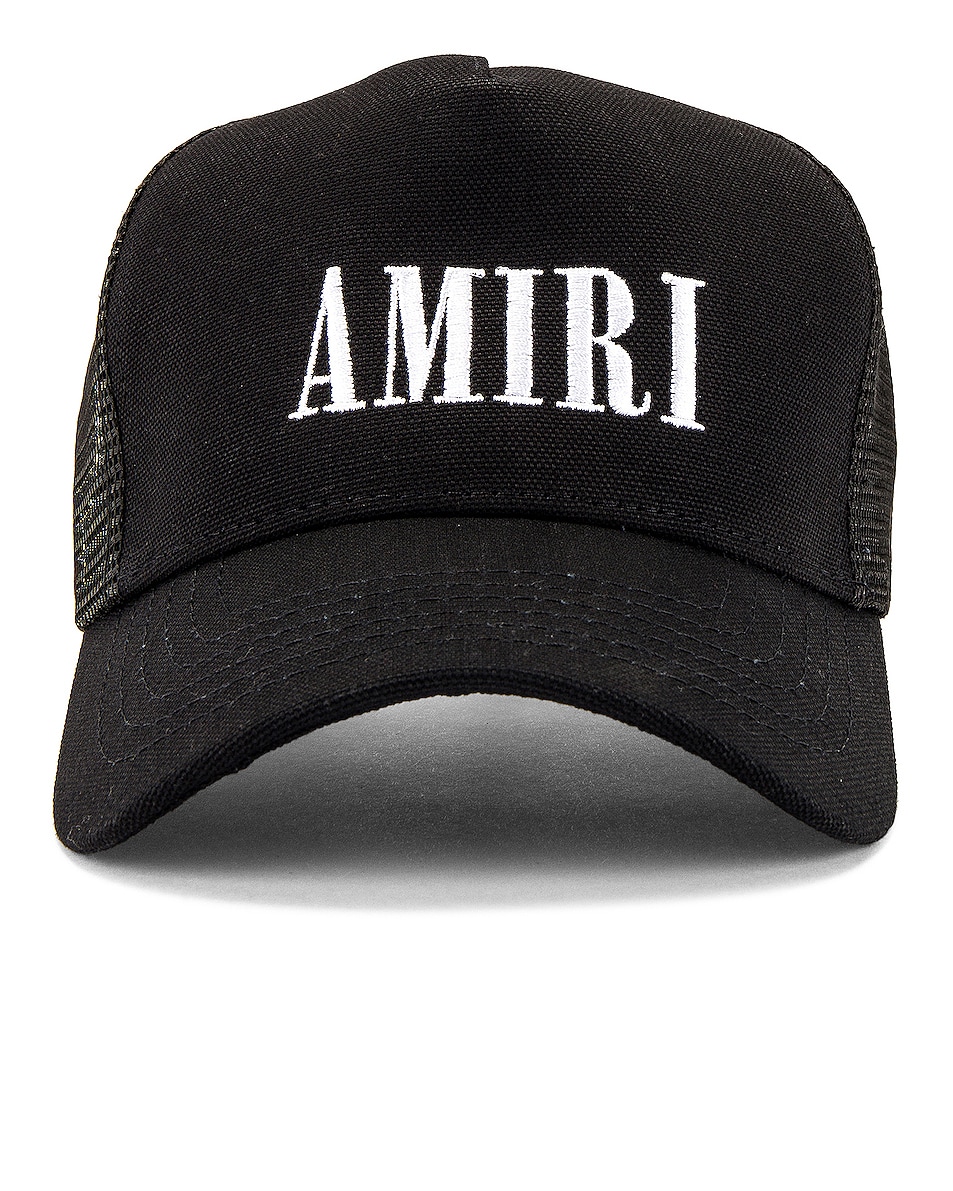 Image 1 of Amiri Core Logo Trucker Hat in Black & White