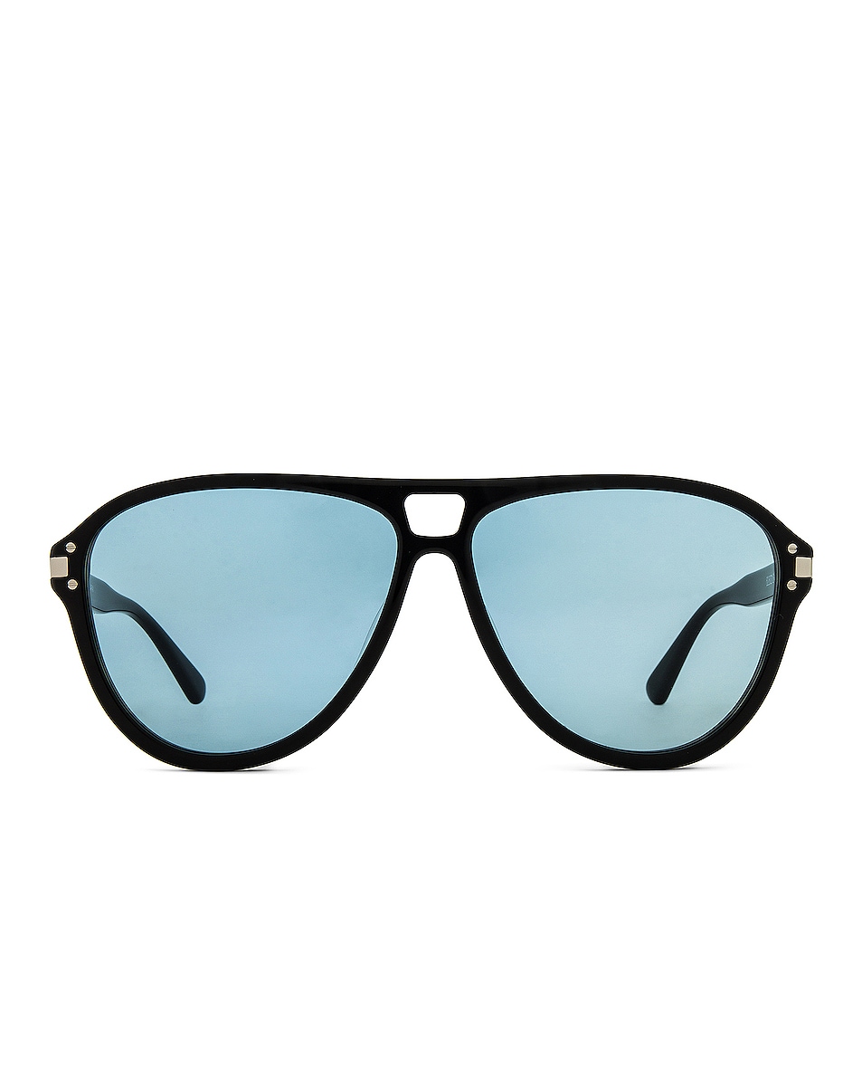 Image 1 of Amiri Aviator Logo Sunglasses in Black & Blue