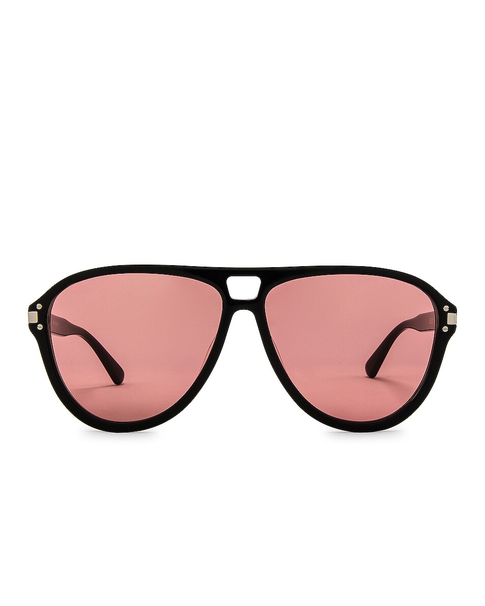 Image 1 of Amiri Aviator Logo Sunglasses in Black & Pink