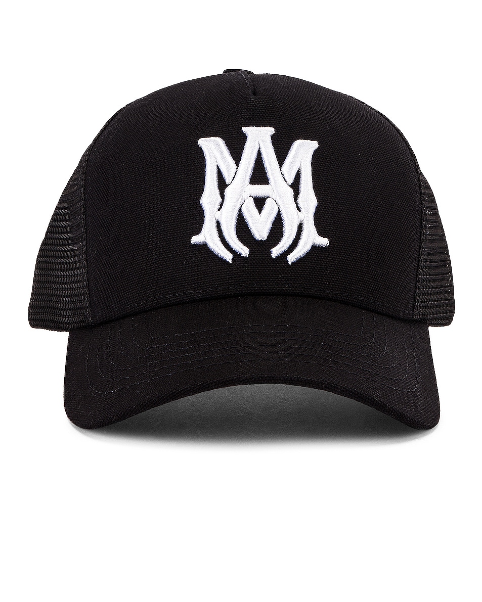Image 1 of Amiri MA Logo Trucker Hat in Black & White