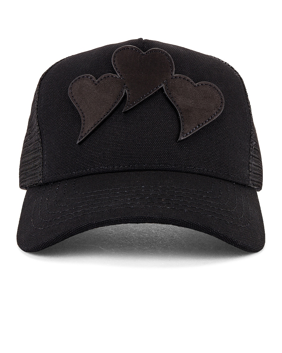 Image 1 of Amiri 3 Hearts Trucker Hat in Black